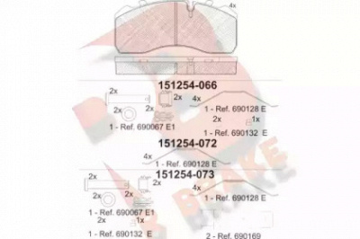 R BRAKE rb1254073 -  Комплект тормозных колодок, дисковый тормоз